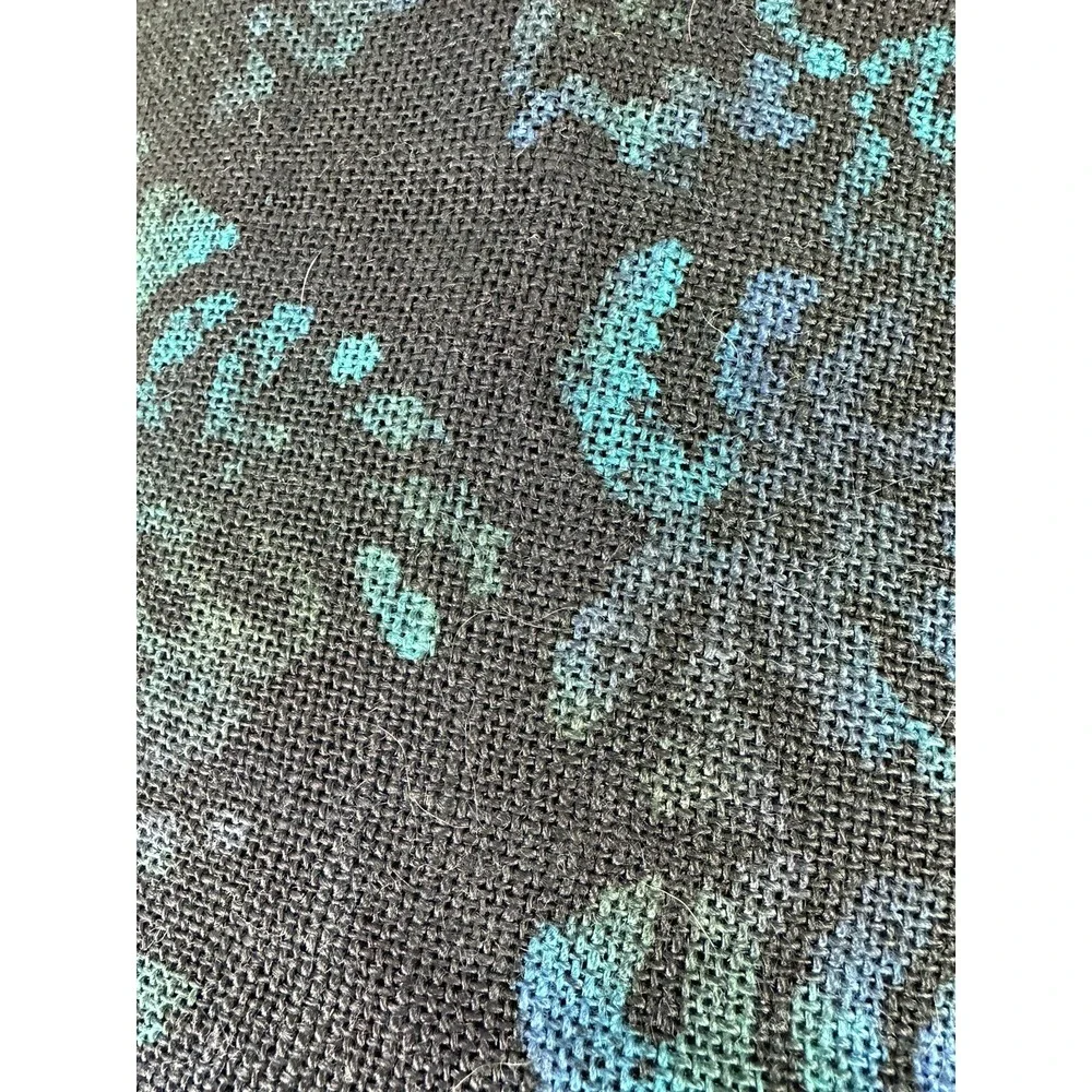 Deep Navy Turquoise Blue Palm Leaf Tropical 13'X4' (4.3ydsX48